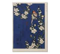 Tableau Japon Poster oiseau 210x297 Rouge-gorge branche cerisier Hokusai