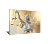 Tableau Justice - Décoration Murale Dorée Salon - Décoration Bureau Travail - Tableau Luxueux - Impression Sur Toile Avec Cadre Moderne - Art Mural Doré - Idée Cadeau Crémaillère (60x40cm)