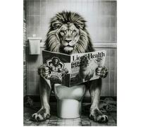 Tableau - KARE - Lion sur Toilettes - Verre - 60x80cm - Décoration Murale