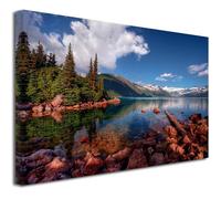 Tableau LAC DE Haute Montagne - Impression Photo Paysage sur Toile décoration Murale - Déco Salon Chambre 100x60cm DIY Cadre