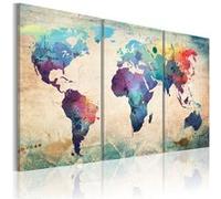 Tableau Le monde peint à l'aquarelle-Taille L 120 x H 60 cm Imprimé G