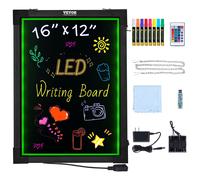 Tableau LED VEVOR, panneau lumineux effaçable de 16 x 12 pouces, affichage de menu de style néon, tableau d'art avec 8 marqueurs à craie lumineux et télécommande, idéal pour la maison, les mariages, l