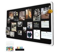 Tableau Liege Mural,Grand tableau d'affichage rectangulaire en feutre autocollant, 60 x 80 cm Tableau d'affichage décoratif en feutre autocollant pour la maison, le bureau et l'école,Noir
