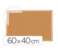 Tableau Liège Q-Connect Mural Cadre Bois Pin Naturel 2 Faces Inclus 5 Épingles Memo Fixation Mur Épaisseur 1mm 60x40cm