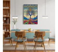 Tableau Lignes Psychédéliques Arbre, Décoration Murale Toile Grand, Impression Sur Toile Plante Abstraite, Deco Murale Bleu Profond, Tableau Sans Cadre, Idee Cadeau Deco Maison, 50X70Cm