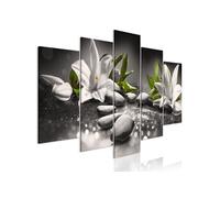 Tableau Lilies and Stones (5 Parts) Wide Grey-Taille L 200 x H 100 cm Imprimé G