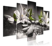 Tableau Lilies and Stones (5 Parts) Wide Grey-Taille L 200 x H 100 cm Imprimé G