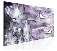 Tableau Lilies and Waves (1 Part) Narrow Pale Violet-Taille L 120 x H 40 cm Imprimé G