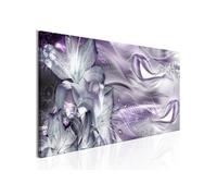 Tableau Lilies and Waves (1 Part) Narrow Pale Violet-Taille L 135 x H 45 cm