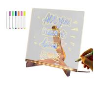 Tableau Lumineuse Message LED, Tableaus en Acrylique avec 7 Couleurs Stylo, Avec Support Réglable, D'écriture LED Tableau Lumineux Transparent,Tableaus D'écriture, Mémo,Essuyable (15 * 15cm)