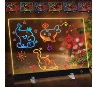 Tableau Lumineux, 35x25cm Tableau Acrylique Lumineuse Message LED, 5 Modes & 6 Colorés Tableaux Magique, Tablette lumineuse Dessin, Tablette D'écriture avec 7 Stylos Colorés/Chaîne/Support