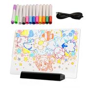 Tableau lumineux à LED effaçable à sec - Lot de 12 stylos - Design brillant de lecture plat - Pour , école, bureau, maison - Pour peindre, peindre, enseigner, écrire, activités