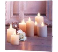 infactory Tableau lumineux à LED Rose – effet de lumière vacillante et bougies – 30 x 30 cm