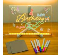 Tableau Lumineux Dessin - Tablette LED avec 7 Stylos Néons, Surface Effaçable 30x20cm, Cadeau Créatif pour Filles/Ados, Tableau d'Écriture Acrylique avec Support Réglable