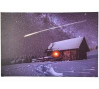 Tableau lumineux effet flamme "Étoile filante et chalet" Infactory