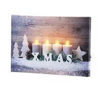 Tableau lumineux - INFACTORY - Bougies de Noël - LED intégrée - Bois - 30 x 20 cm