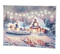 Tableau lumineux - INFACTORY - Village sous la neige - LED - 40 x 30 cm - Ambiance cosy Noël