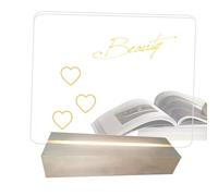 Tableau lumineux LED, tableau en acrylique effaçable avec lumière - Tableau de messages effaçable sur base en bois - Tableau à dessin lumineux, tableau lumineux créatif, tableau mémo lumineux