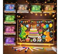 Tableau Lumineux Message LED 30x20cm - Tablette Lumineuse Dessin Enfant, Tableau Acrylique Effaçable avec 10 Modes de Lumière, 7 Stylos, Support - Décoration & Cadeau Noël