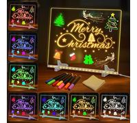 Tableau lumineux Message LED 35x25cm, Tablette lumineuse Dessin Enfant, Tableau Magique Acrylique Effaçable avec 7 couleurs Stylo,Pour Café,Maison,Bureau