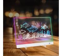 Tableau Lumineux Message LED, Tableau D'écriture 30 x 20 cm 5 Modes & 6 Colorés, Tableaus Magique Tablette lumineuse Dessin, Tableaus Effaçable à Sec en Acrylique avec 7 Stylos Colorés Chaîne Support