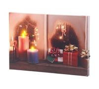 infactory Tableau Lumineux Une fenêtre à Noël 30 x 20 cm