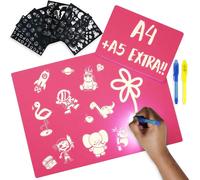 Tableau Magique Rose A4 Et A5, 6 Pochoirs Et 2 Stylo Espion - Tableau Lumineux Enfant, Jouet Fille 3 4 5 6 7 8 9 10 Ans Ardoise Magique, Cadeaux Jeux Enfants Pour Anniversaires[ARD915093]