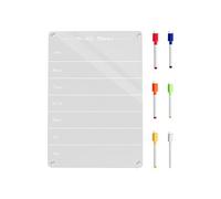 Tableau magnétique - 30 x 20 cm, tableau acrylique effaçable à sec | tableau avec calendrier mensuel - tableau transparent inscriptible avec 6 marqueurs pour étudiants, enseignants, couples, familles,
