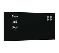Tableau magnétique, 60 x 30 cm, noir, en verre trempé, pour bureau, école et bureau à domicile, montage mural, durable et résistant aux rayures, idéal pour prendre des notes et organiser