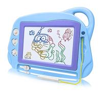 Tableau Magnétique Ardoises Magiques pour Enfants, Tableau Magnétique de Taille de Voyage Tableau à Dessin Coloré Tableau à Dessin Magique Jouet Créatif avec 3 Timbres pour 3 4 5 Ans, Bleu