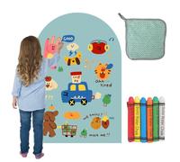 Tableau magnétique autocollant pour enfants, tableau à dessin magnétique incurvé, avec crayons de peinture, chiffon effaçable et boîte de rangement, planche à dessin magnétique pour garçons et filles