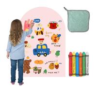 Tableau magnétique autocollant pour enfants, tableau à dessin magnétique incurvé, avec crayons de peinture, chiffon effaçable et boîte de rangement, planche à dessin magnétique pour garçons et filles