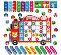 Tableau Magnétique d'apprentissage de la propreté, Tableau de récompense sur le thème des pompiers avec 50 aimants pompiers réutilisables, plus 42 autocollants et un sac de rangement (36,5cm x 25cm)