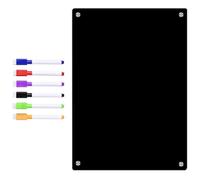 Tableau Magnétique de Planning Hebdomadaire en Acrylique Noir | Surface Transparente Effaçable à Sec, Efface sans Résidu, Centre de Messages Familial, Portes Métalliques
