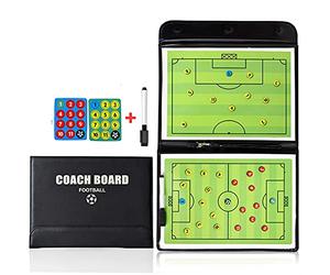 Tableau magnétique d'entraînement de football - avec 24 aimants pour joueurs et un marqueur. Tableau professionnel pliable et portable pour l'entraînement en direct, l'analyse de matchs