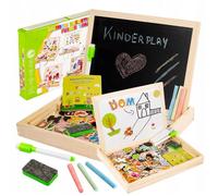 Tableau magnétique double face en bois avec puzzles magnétiques - Kinderplay (KP4333)