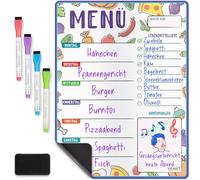 Tableau Magnétique Effaçable menu à Sec pour Réfrigérateur - 40 x 30 cm - Budget Corvée Tableau - Planificateur de Repas Hebdomadaire avec 4 Marqueurs et 1 Chiffon de Nettoyage - par Yes4Quality