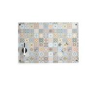 Tableau magnétique effet mosaïque - Planner mural pour presse-papiers pour réfrigérateur avec marqueur en verre 60 x 40 cm