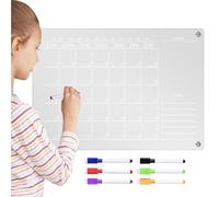 Tableau magnétique en acrylique transparent - de notes effaçable - Tableau blanc transparent - Organiseur de messages effaçable à sec - Planificateur mensuel | Pour réfrigérateurs de cuisine