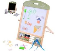 Tableau Magnétique en Bois Noir/Blanc - Tableau à poser - Plusieurs activités incluses - dés 3 ans Blanc G