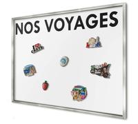 Tableau Magnétique en Métal 100x70 cm | Cadre Argenté | Nos Voyages