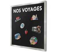 Tableau Magnétique en Métal 50x50 cm | Cadre Argenté | Nos Voyages