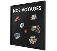 Tableau Magnétique en Métal 50x50 cm | Cadre Noir | Nos Voyages