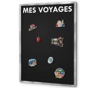 Tableau Magnétique en Métal 70x100 cm | Cadre Argenté | Mes Voyages
