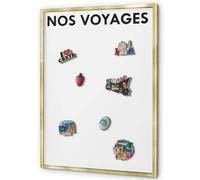 Tableau Magnétique en Métal 70x100 cm | Cadre Doré | Nos Voyages