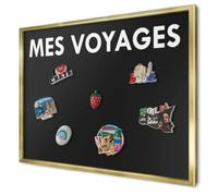 Tableau Magnétique en Métal 70x50 cm | Cadre Doré | Mes Voyages