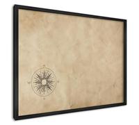 Tableau Magnétique en Métal 70x50 cm | Cadre Noir | Rose Des Vents