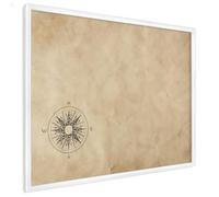 Tableau Magnétique en Métal 80x60 cm | Cadre Blanc | Rose Des Vents
