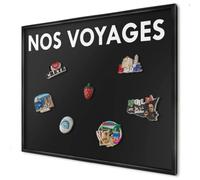 Tableau Magnétique en Métal 80x60 cm | Cadre Noir | Nos Voyages