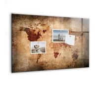 Tableau magnétique en verre avec aimants néodyme | Tableau effaçable à sec pour bureau, maison & cuisine | Design moderne et robuste - 60x40cm - Carte du vieux monde